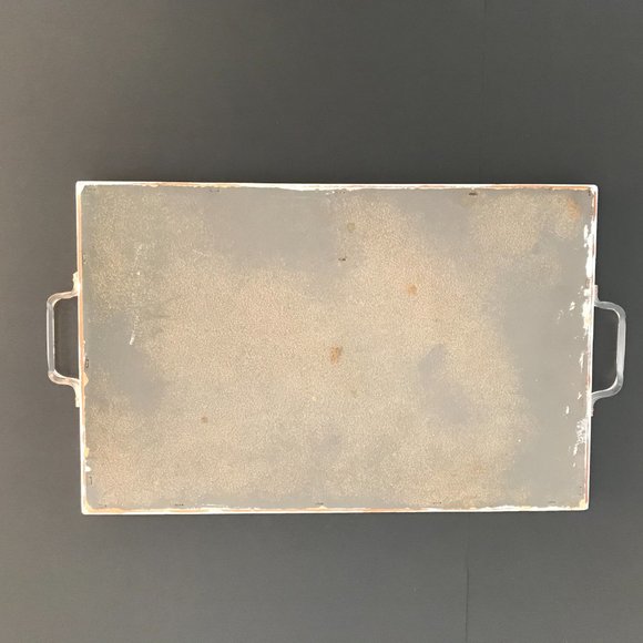 Vintage J. Jensen Foil Art Reverse Silhouettes Glass and Wood Tray with Lucite - Picture 4 of 4